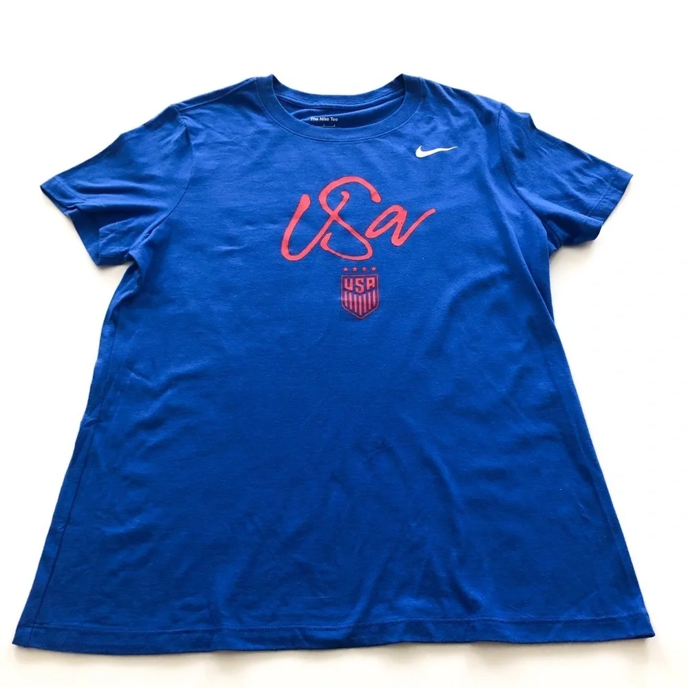 Nike USWNT Team USA Soccer Graphic Tee Royal Blue Women’s Large NWT